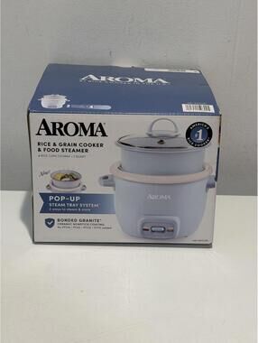 New Aroma 4-cup Cooked, 2-cup Uncooked Rice Cooker And Food Steamer Blue